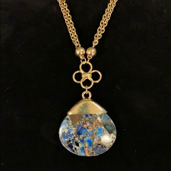 Buckle Turquoise Pendent Stone Chain Necklace